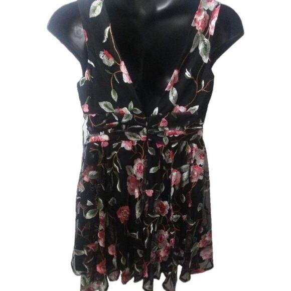 Aqua Luxe Embroidered Floral Mini dress - Picture 2 of 10